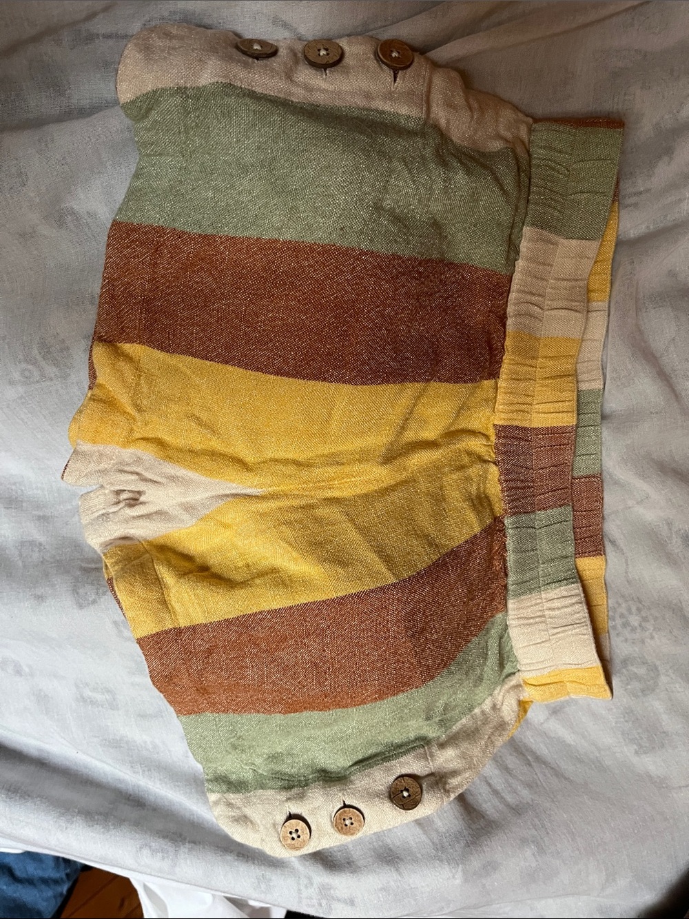 RipCurl Knit Shorts in Mustard, Rust, Sage & Cream waist is 15”to 18”